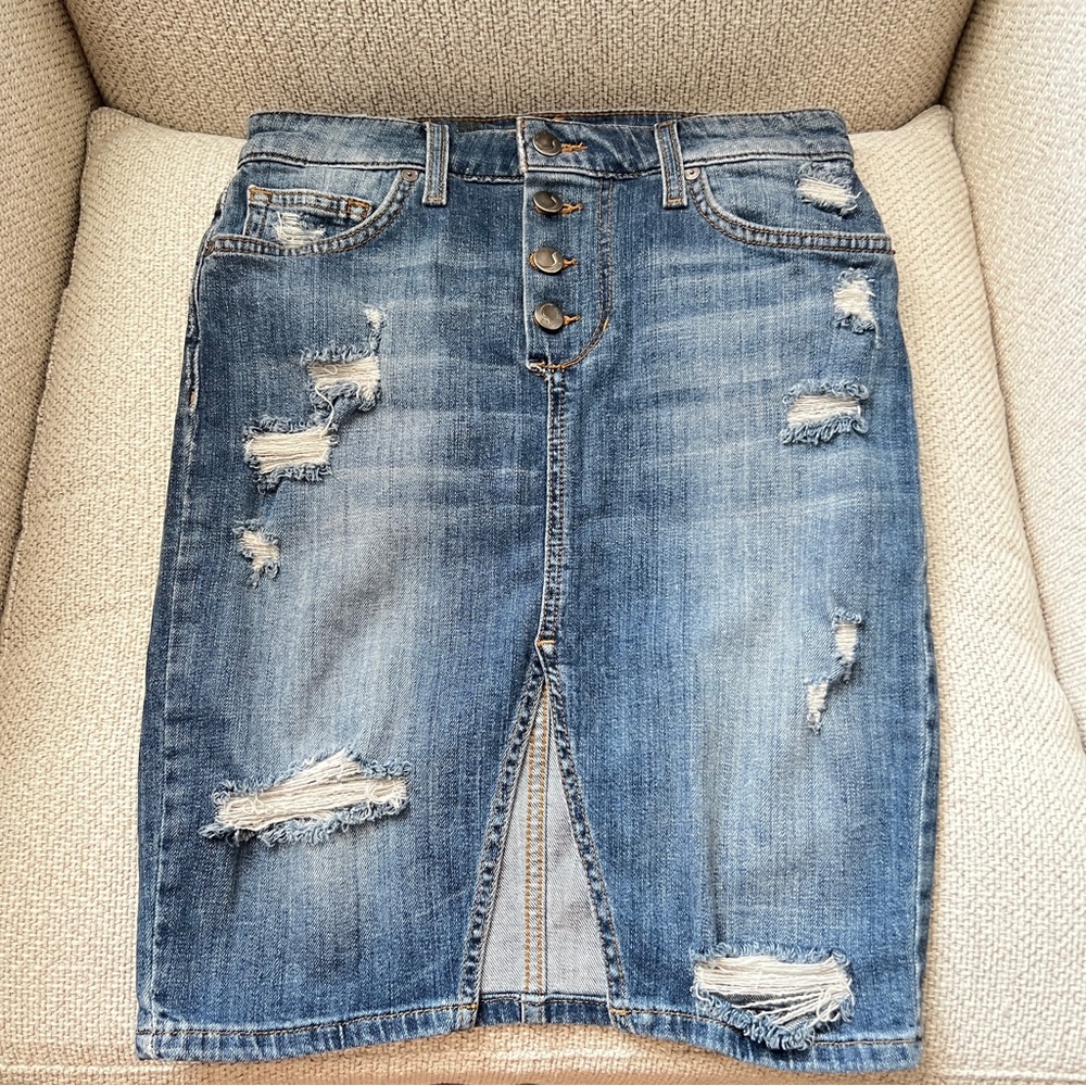 Joe's Jeans Blue Knee-Length Pencil Skirt with Slit